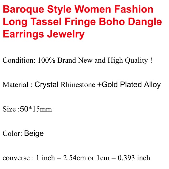 30% OFF NWT New long tassels dangle earrings beige - Picture 4 of 4